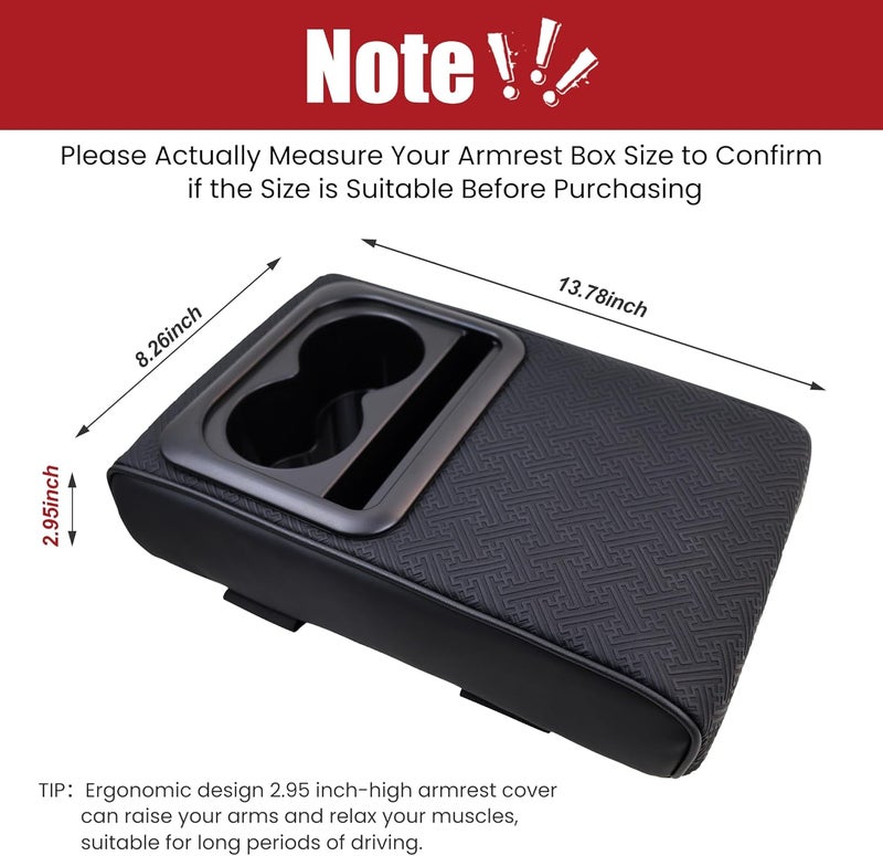 DSCARCovers Car Middle Center Console Cover with Cup Holder for Long Driving,Car Armrest Cover for SUV,Truck-2.95in Height-Lifts Arms to Relax Muscles,Multi-functional Storage is Ideal for Trips Scratch-resistant - Image 2